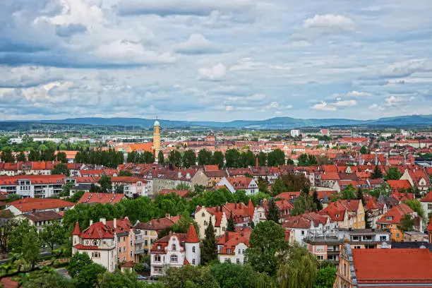 Panoramic view of Bamberg city center in Bamberg in Upper Franconia in Germany.