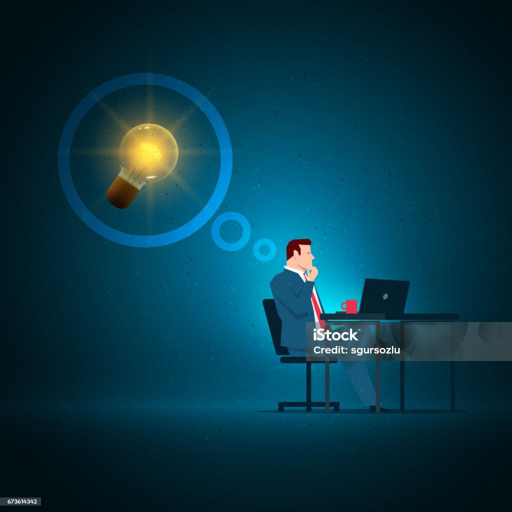 Business concept illustration. Business concept illustration. Businessman working on laptop. Elements are layered separately in vector file. Adult stock vector