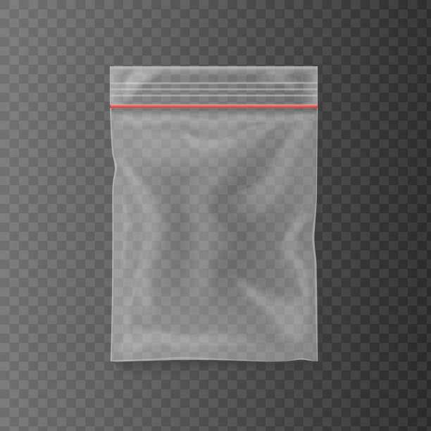 ilustrações de stock, clip art, desenhos animados e ícones de plastic bag isolated on transparent background. empty pocket zipper bag. vector illustration - white black plastic packaging