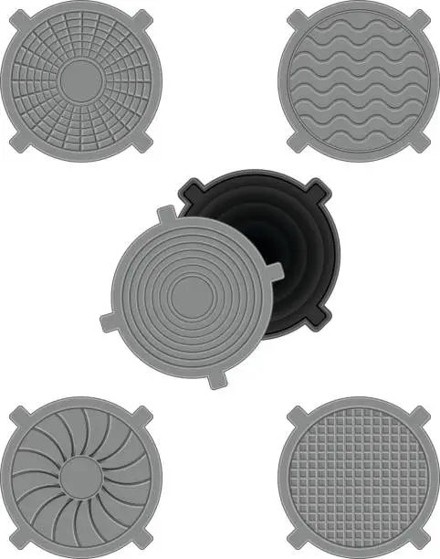 Vector illustration of Sewer hatches