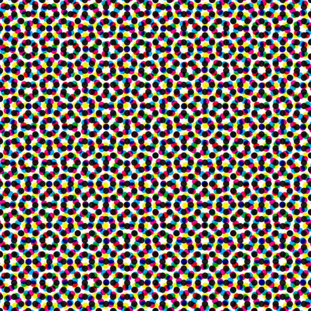 CMYK halftone seamless pattern CMYK halftone seamless pattern. Colorful printed background. cmyk stock illustrations