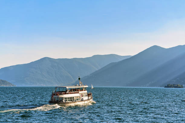 Passenger ferry in the luxurious resort at Ascona on Lake Maggiore in Ticino canton in Switzerland.