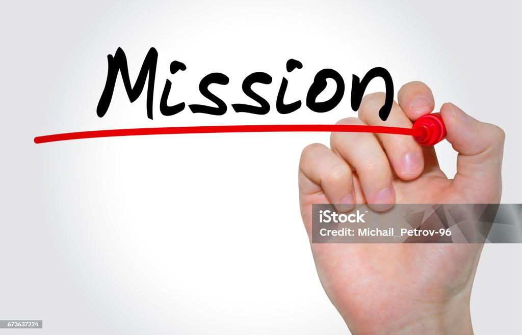 Hand writing inscription Mission with marker, concept Bank Statement Stock Photo