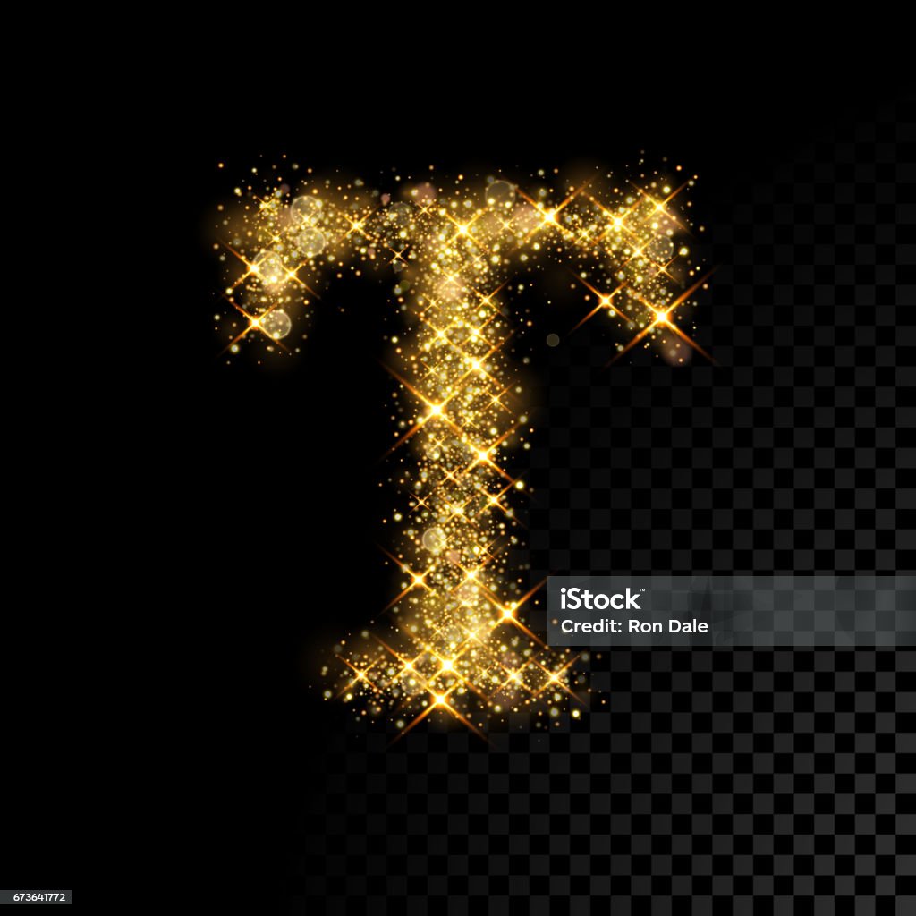 Chữ T Lấp Lánh Bằng Vàng Trên Nền Đen Hình minh họa Sẵn có - Tải ...