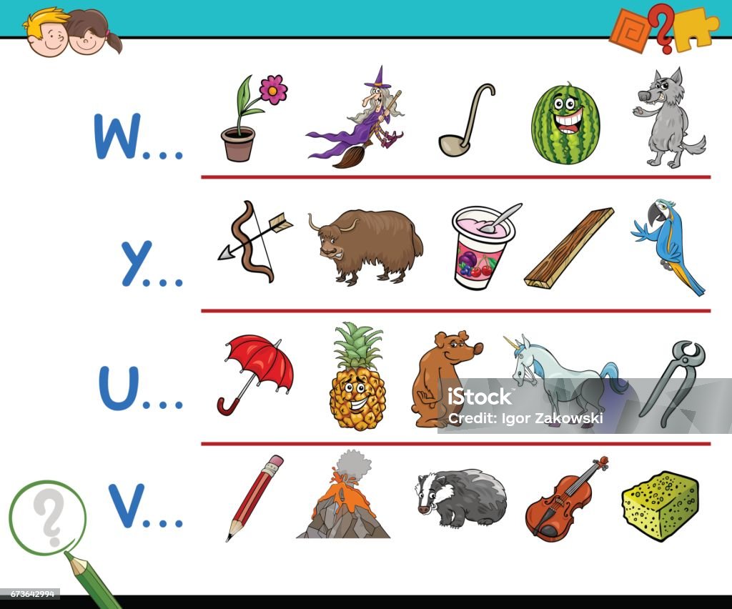 Word Start Letter Activity Stock Illustration - Download Image Now - Animal,  Beginnings, Cartoon - iStock