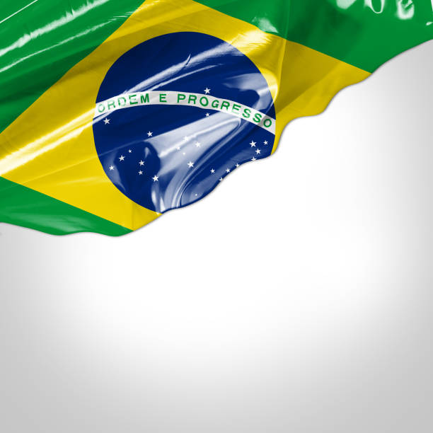 istock Waving Flag of Brazil 673648300
