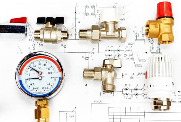 istock Engineering heating. Concept Heating. Project of heating for house. 673657114