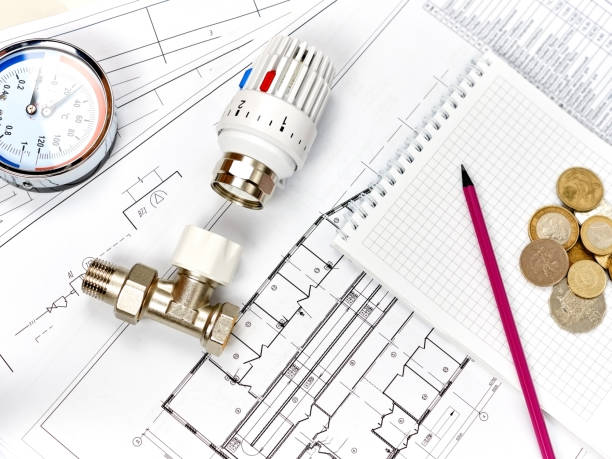 istock Engineering heating. Concept Heating. Project of heating for house. 673657158
