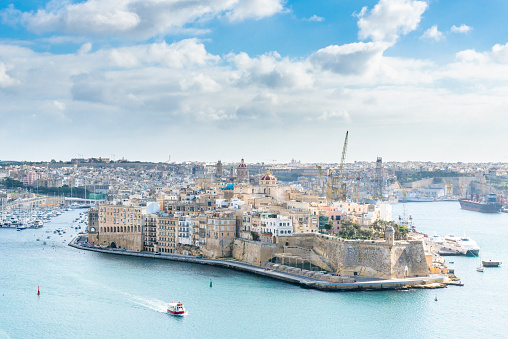 Panoramic view of Grand Harbor. Valletta. Malta.