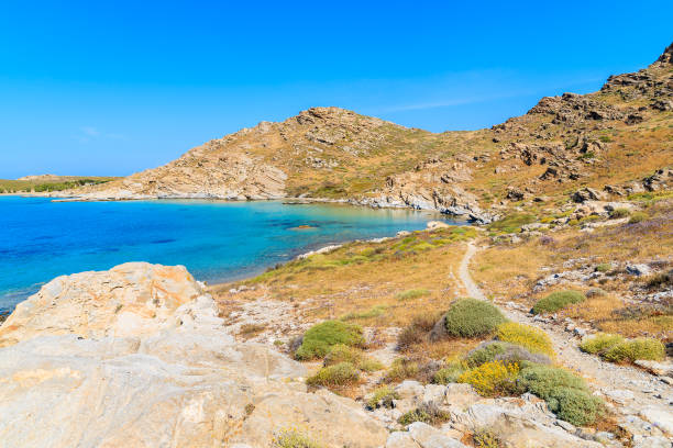 istock Coastal path near Monastiri bay on Paros island, Greece 673678870