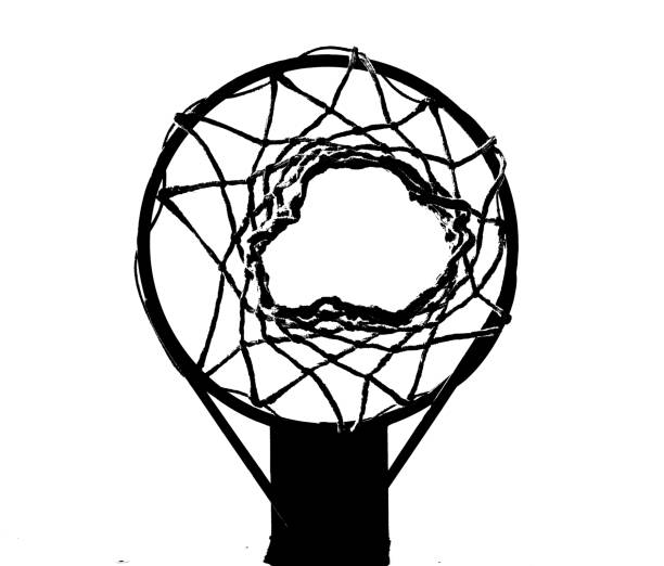 illustrazioni stock, clip art, cartoni animati e icone di tendenza di canestro da basket e rete - basketball slam dunk basketball hoop sport