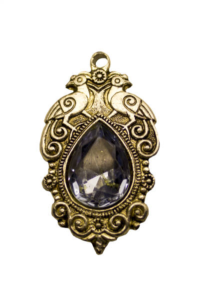 istock Antique silver pendant with a blue stone 673704376