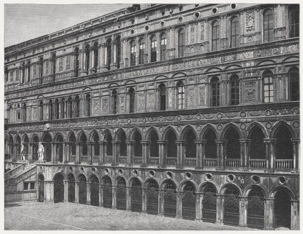 istock Doge's Palace with Giant's staircase, Venice, Italy, published in 1884 673713006