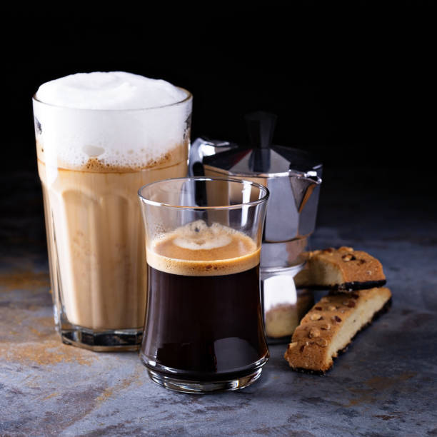 istock Coffee latte, black espresso and viennese coffee 673719226