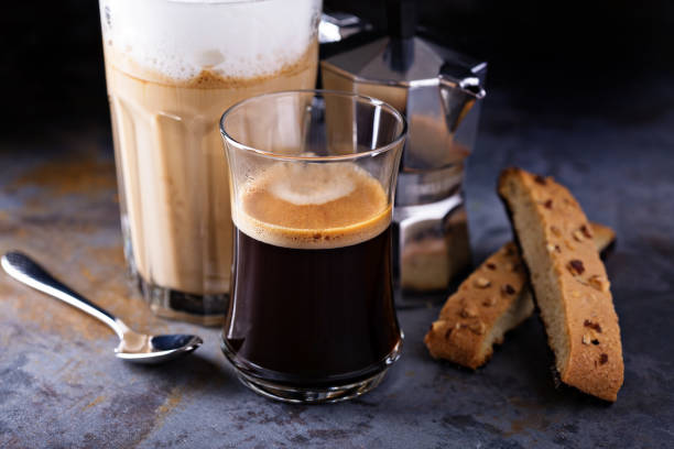 istock Coffee latte, black espresso and viennese coffee 673719332