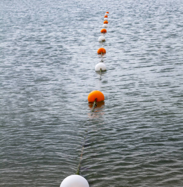 istock Safety rope and float line in the sea 673742418