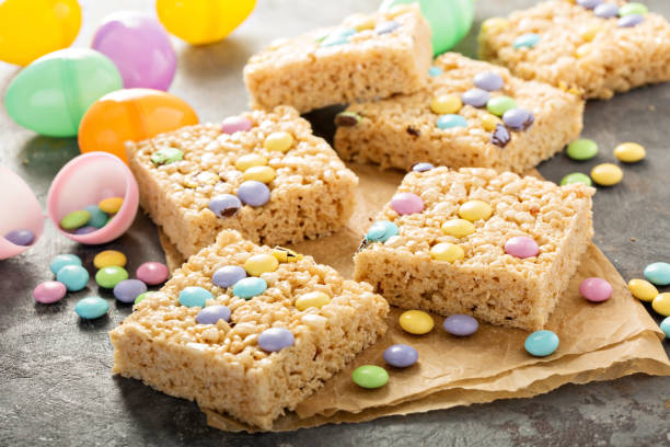 istock Rice krispies treats with candy 673747792