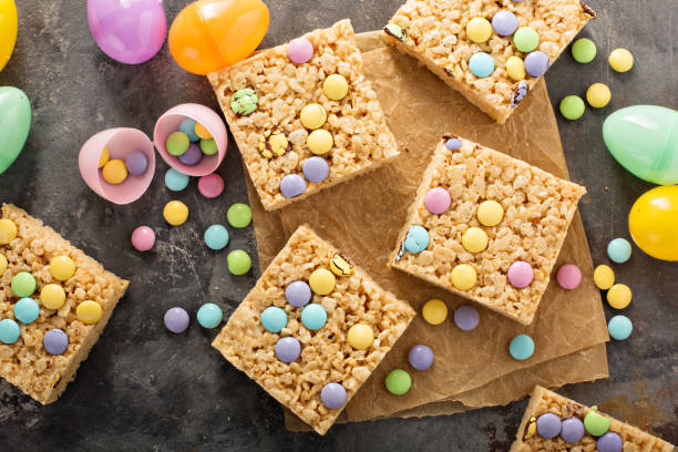 istock Rice krispies treats with candy 673747828