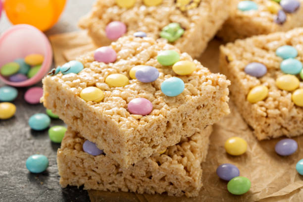 istock Rice krispies treats with candy 673747908