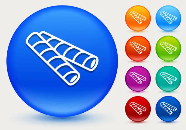 Vector illustration of Wafer Sticks Icon on Shiny Color Circle Buttons