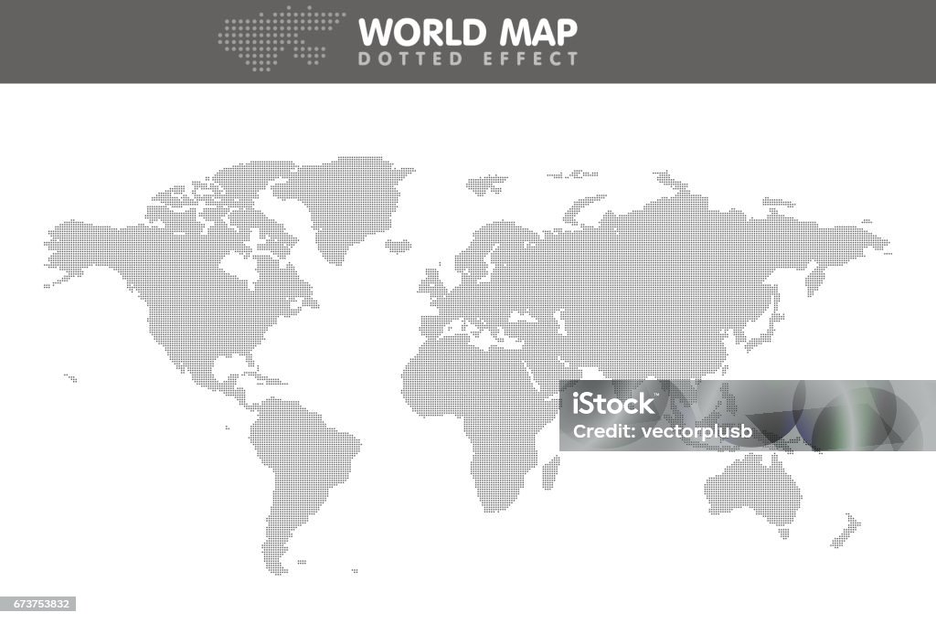 点線の灰色の世界地図。小さなドット。ベクトル図 - 世界地図のロイヤリティフリーベクトルアート