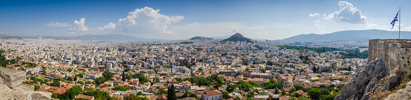 Panorama of Athens and ancient ruins, Greece