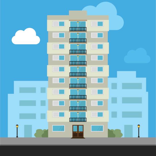 ilustrações, clipart, desenhos animados e ícones de ícone de edifícios e ícone do office - ilustração - high rise apartments