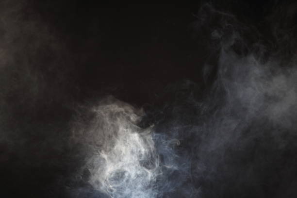 istock White Smoke and Fog on Black Background, Abstract Smoke Clouds 673758696