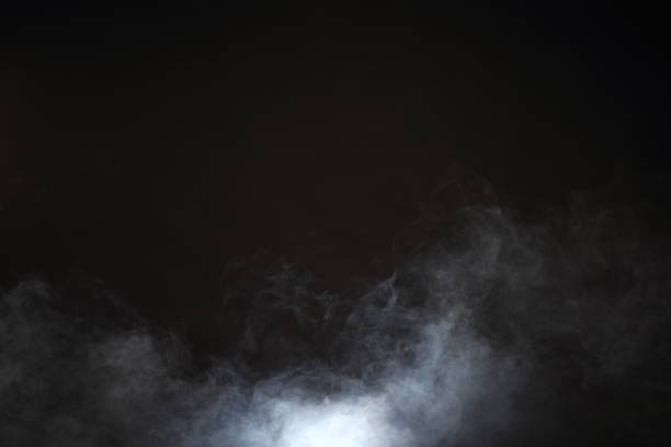 istock White Smoke and Fog on Black Background, Abstract Smoke Clouds 673758850