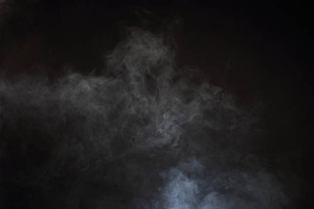 istock White Smoke and Fog on Black Background, Abstract Smoke Clouds 673758902