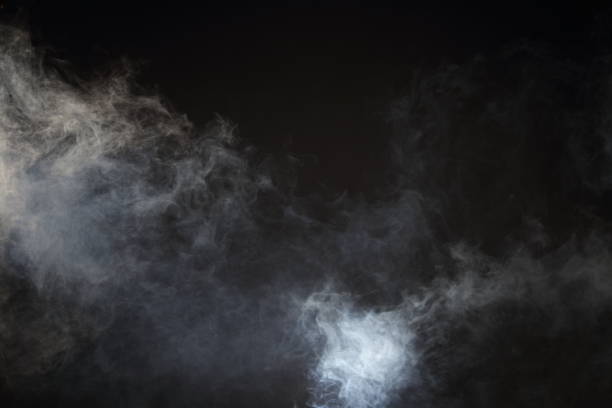 istock White Smoke and Fog on Black Background, Abstract Smoke Clouds 673761136