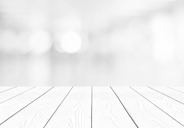 istock Perspective white wood over blur bokeh background, room, table, interior design, product display montage, vintage style 673771376