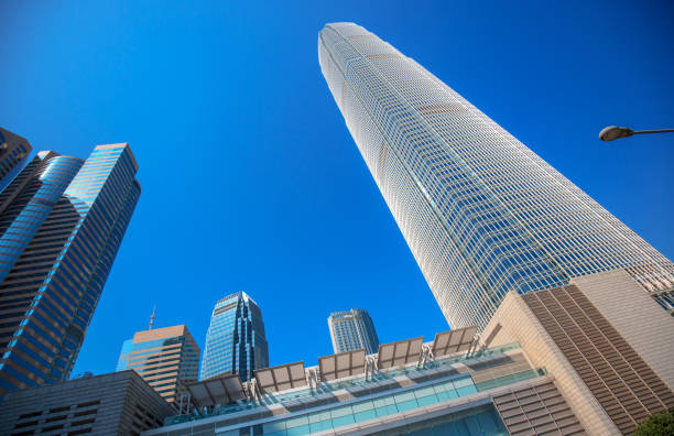 istock Low angle of tall corporate buildings. 673777226
