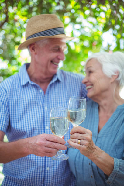istock Happy couple toasting white wine 673795770
