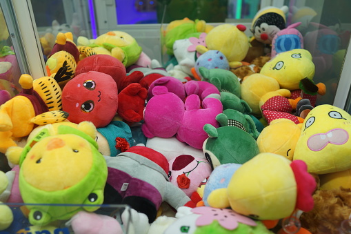 Penang, Malaysia - April 20, 2017: The claw machine in games arcade in shopping mall.