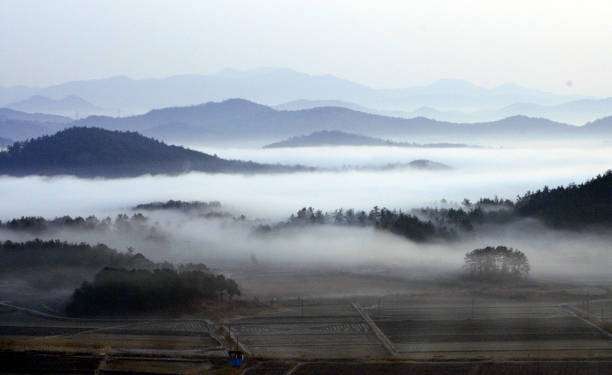 istock fog in morning at country 673818772