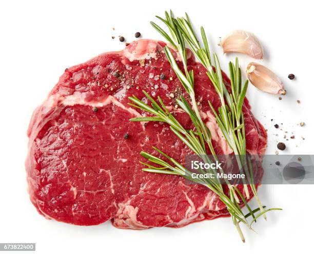 Fresh Raw Rib Eye Steak Stock Photo - Download Image Now - Meat, White Background, Raw Food