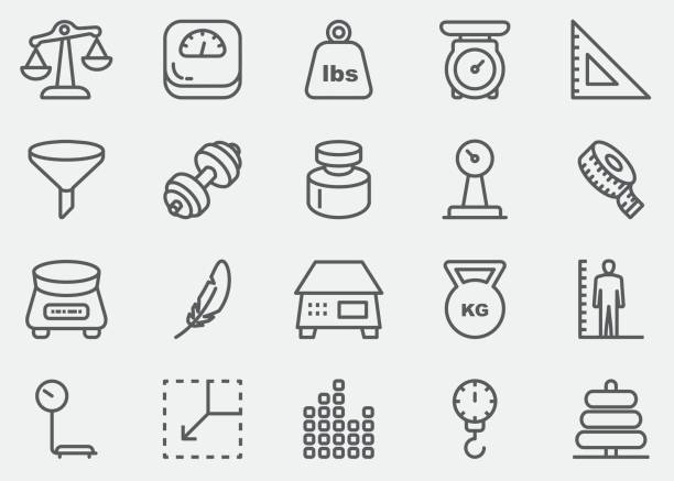 Weights and Scales Line Icons | EPS 10 vector art illustration