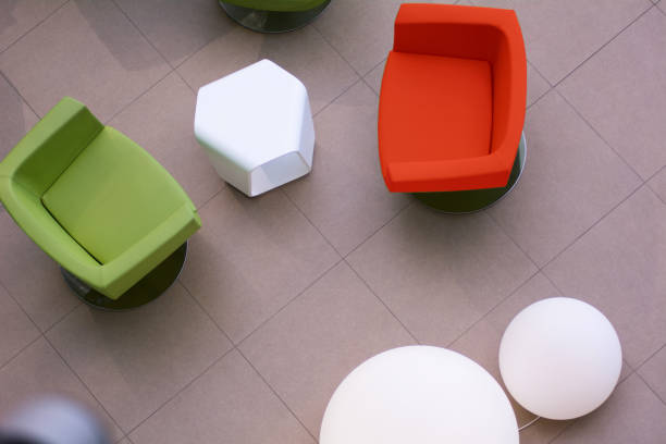 istock Top view of two leather chairs red and green 673828494
