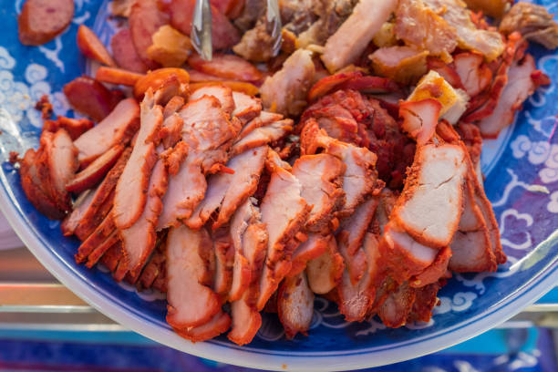 istock Roasted red pork ,Chinese cuisine.(Selective focus) 673829436