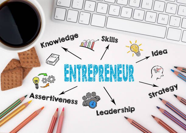 istock Entrepreneur Business concept. White office desk 673829488