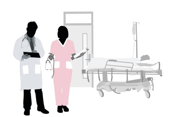 ピンクの制服の看護 - doctor silhouette healthcare and medicine patient点のイラスト素材／クリップアート素材／マンガ素材／アイコン素材