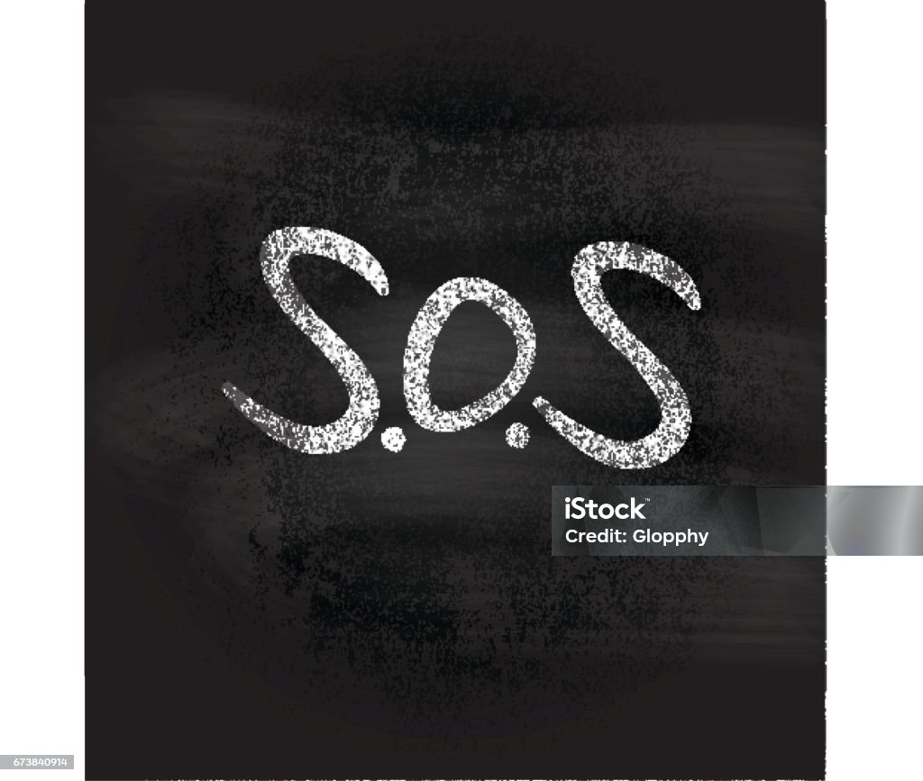 Mot de craie SOS sur tableau noir - clipart vectoriel de Accident et désastre libre de droits