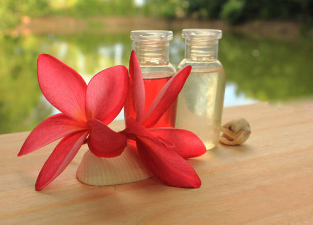 istock spa massage setting, oil product on  nuture background 673854852