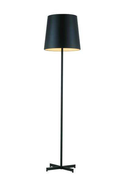 Black Tall Floor Lamp Black Tall Floor Lamp isolated on white background electric lamp stock pictures, royalty-free photos & images