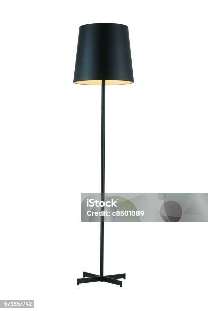 Black Tall Floor Lamp Stock Photo - Download Image Now - Floor Lamp, Electric Lamp, Cut Out