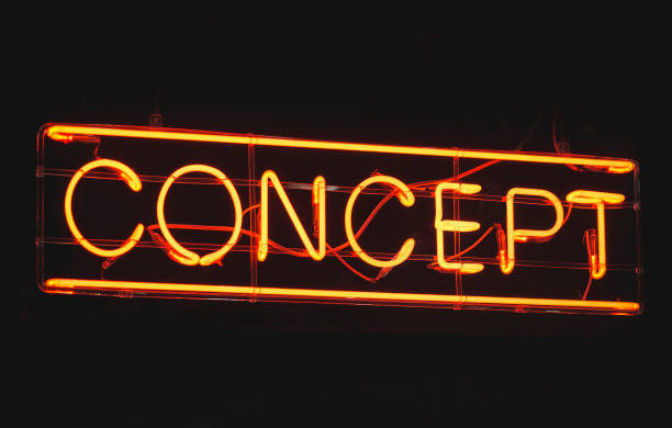 istock Neon sign letters Concept Black background 673865278
