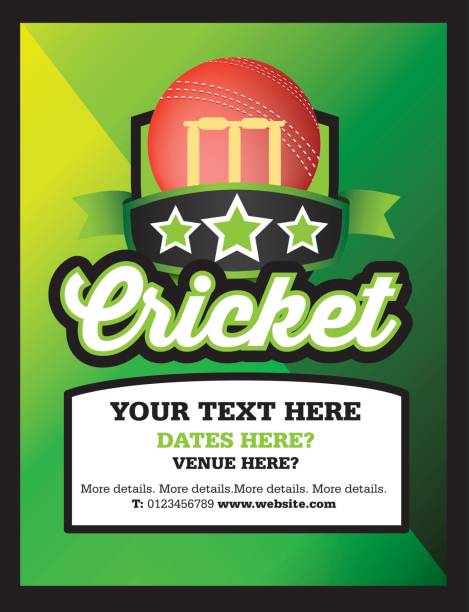 Print Poster Ad advertisement, marketing or promotion flyer for a cricketTennis club, event or match cricket team stock illustrations