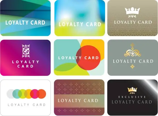 Vector illustration of collection of generic loyalty cards