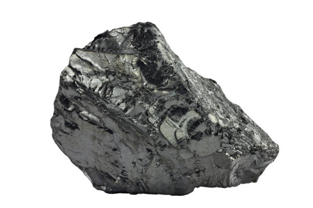 istock Piece of raw coal isolated on white background 673869604